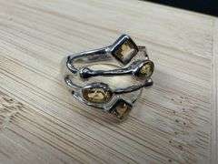 Sterling Silver Natural Citrine Gemstone Ring Size 6
