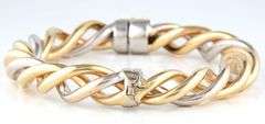 Burdick Polished Two Tone Twisted Bangle Bracelet in 14K