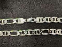 Sterling Silver 13.5mm Figaro Figarucci Chain Mariner Link 925 Italy Necklace 24"
