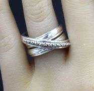 Michael Dawkins bead cross over ring in 925 sterling silver