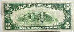 Clean Fresh Near Unc $10 1929 Series Bank of America SF National Note.