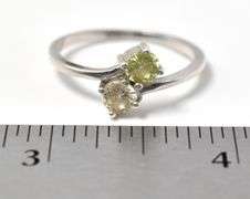 Green and White Gemstone Ring in Sterling Silver