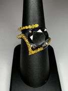 Dazzling Huge 7.5 Ct Silk Black Lab Simulated Diamond 2 Band Ring