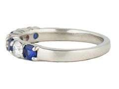 0.88ctw Sapphire and 0.50ctw Diamond Alternating Band Ring in Platinum