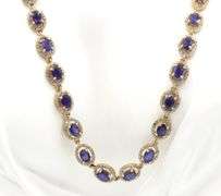 Darling 18.65 Oval Shaped Emerald-Cut Blue Sapphire & 4.07CTW Diamonds Necklace in 14K Yellow Gold O