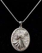 Angel Themed Pendant with CZ Gemstone Necklace in Sterling Silver
