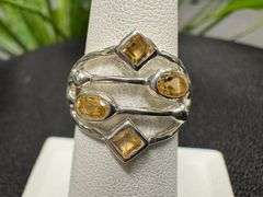 Sterling Silver Natural Citrine Gemstone Ring Size 6