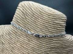 Sterling Silver Flat Marina Link Chain 3mm 925 Italy Anchor Mariner Bracelet 8"