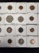 Lot of 35 Coins From 35 Countries In Cardboard Holders