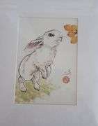 Collection of 3 original painting by Ping Zheng hand signed. Rabbits, Squirrels