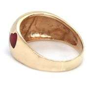 14kt Yellow gold red Enamel heart ring