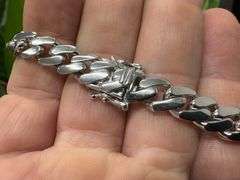 Rhodium Plated 925 Sterling Silver Santa Muerte Death Angel 14mm Cuban Bracelet 8"
