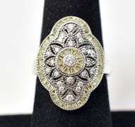 Yellowish Gemstone and CZ Gemstone Ring in Sterling Silver