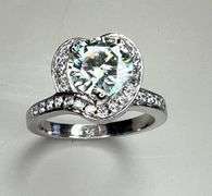Beautiful 3 Ct Ice Blue Fire Moissanite Heart Ring