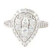 2.00ctw Pear and Round Diamond Double Frame Cluster Ring in 14K