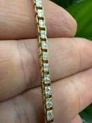 Italian Sterling Silver 925 Fancy Two Tone Diamond Cut Box Chain 16" Necklace 24k Gold Plating