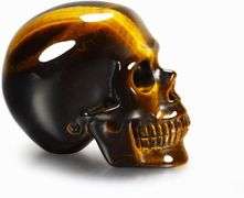 Gold Tiger Eye Hand-Carved Gemstone Skull