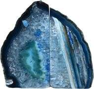 Natural Blue Agate Geode Bookends