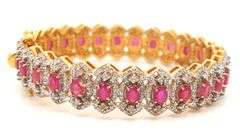Enamoring 10.58CTW Oval Shaped Emerald-Cut Rubies & 5.04CTW Diamond Bangle Bracelet on  14kt Yellow 