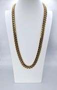 Huge 329.7 Grams 14 Kt Gold Plated Curb Link Necklace