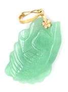 Green Jade fish head pendant in 14kt yellow gold