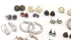 Vintage 925 sterling silver group lot of earrings