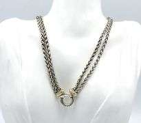 David Yurman double wheat chain necklace with circle pendant