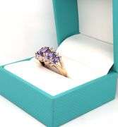 14kt Yellow gold tanzanite and diamond cluster ring