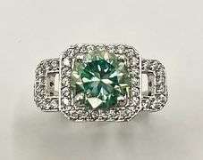 Dazzling 14 Kt White Gold Plate  3.65 Ct Deep Emerald Green  Fire Moissanite Ring
