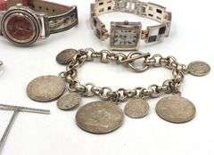 Group lot of Vintage 925 sterling silver jewelry and watches