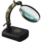 Brass Map Reader Magnifying Glass with Wooden Stand