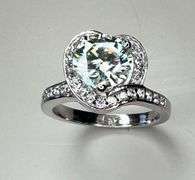 Beautiful 3 Ct Ice Blue Fire Moissanite Heart Ring