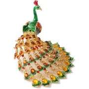 Hand-Painted Peacock Rhinestones Trinket Box