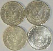 4 Diff. Cream-white Choice BU Morgan Silver Dollars 1896 to 1904-O