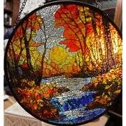 Tree and River Sunset Suncatcher