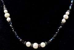 Pearl and Bead Necklace in Sterling Silver