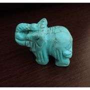 Hand-Carved Natural Green Turquoise Elephant