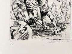 Highly Collectible LeRoy Neiman Signed Soccer Etching 1980