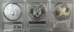 3 Special PCGS MS70 graded 2019, 2020, & 2021 $1 Silver Eagles