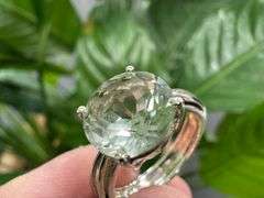 Sterling Silver Green Amethyst Gemstone Ring Size 7