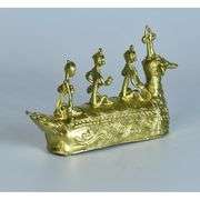 Handcrafted Brass Dhokra Art Ancient Boat Figurine