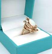 Vintage style opal and diamond ring in 10kt