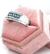 Gent's IR teal diamond and white diamond ring in sterling silver