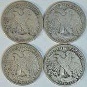 1917-D (Rev), 1917-S (Rev), 1918-D, & 1918-S Walking Liberty Halves