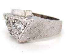 Vintage 14K WG Unisex Diamond Ring