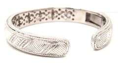 925 Sterling silver Judith Ripka rope hinged CZ cuff bangle