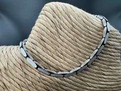Italian Sterling Silver 925 Cardano 8" Barcelet with Diamond Cut and Black Rhodium Finishes