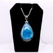 Natural Aquamarine & Diamond Pendant Necklace