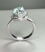 Beautiful 3 Ct Ice Blue Fire Moissanite Heart Ring