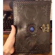 Embossed Three Moon Leather Journal